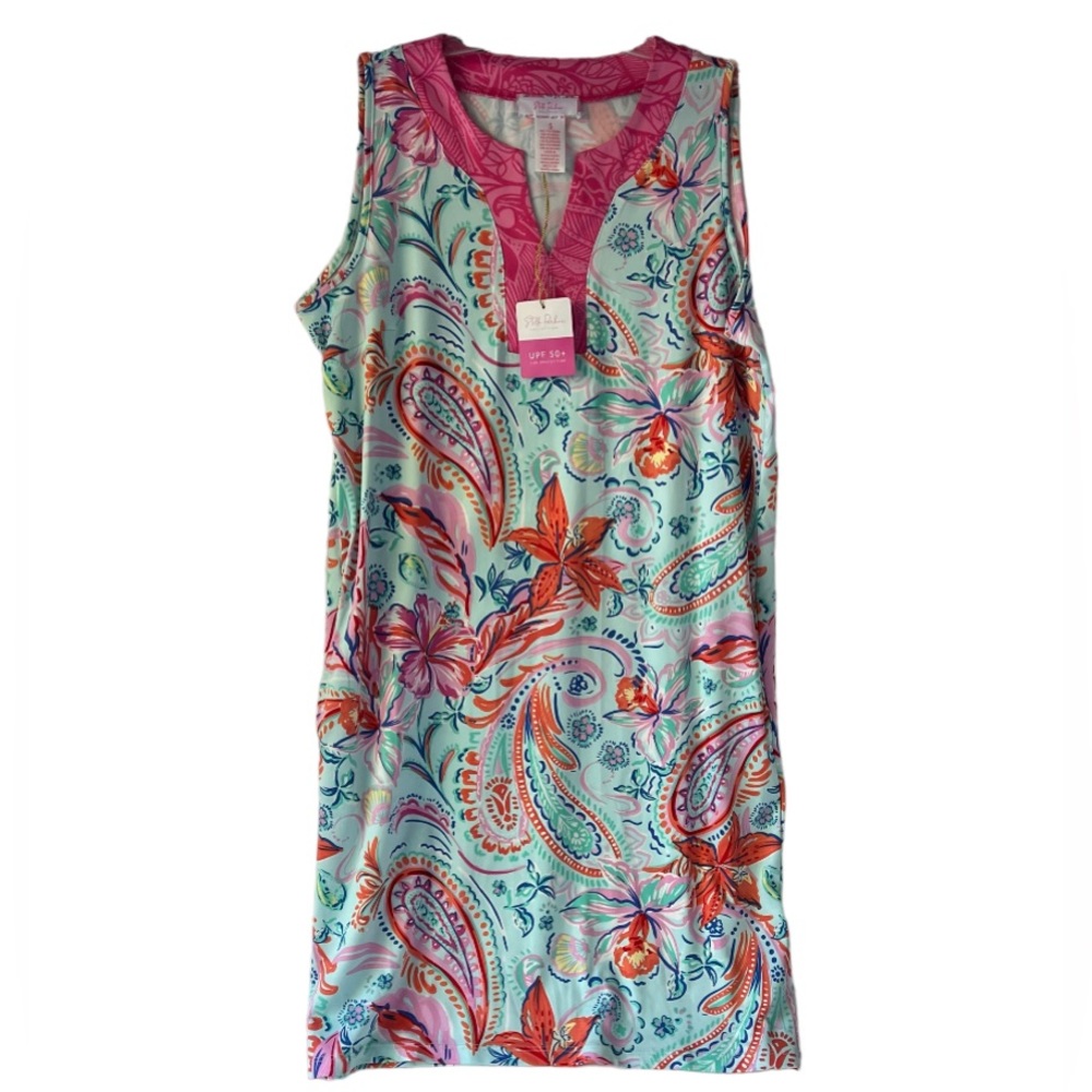 Stella Parker Women's Sleeveless UPF 50 Dress Notch Neck Sun Protection Size S